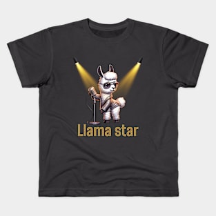 Stylish Llama Star: Funky Cartoon Animal T-Shirt Design Kids T-Shirt